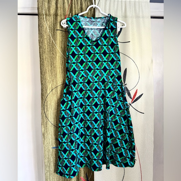 Svaha Dresses & Skirts - Svaha Swing Vibrant Blue and Green Patterned Dress - Sz 10